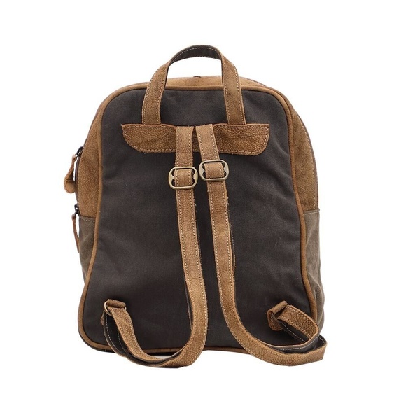 Myra Bag Clique Backpack Women Fur Brown White Black Leather Medium Thin Straps